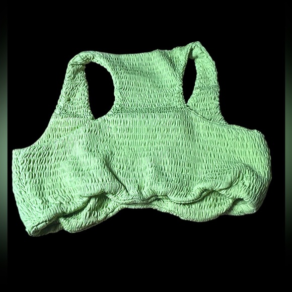 NWOT Naked Wardrobe Two Piece Swim Bikini Smocked Swimsuit Lime Green - Size L - Picture 5 of 7
